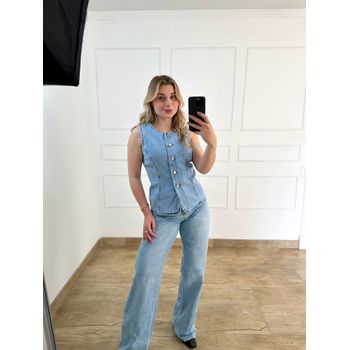 Colete Jeans Lavagem Clara
