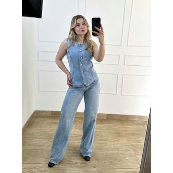 Colete Jeans Lavagem Clara
