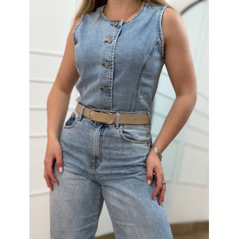 Colete Jeans Lavagem Clara