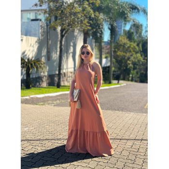 Vestido Linho Marrom