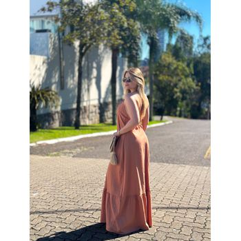 Vestido Linho Marrom