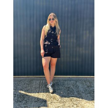 Conjunto Short e Colete Preto