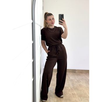 Conjunto Calça e Blusa Marrom