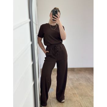 Conjunto Calça e Blusa Marrom