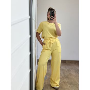 Conjunto Calça e Blusa Amarelo Manteiga