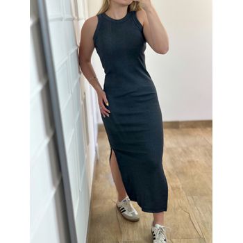 Vestido Ribana Regata Longo Chumbo