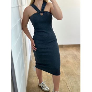 Vestido Ribana Midi Chumbo
