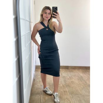 Vestido Ribana Midi Chumbo