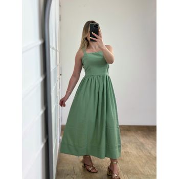 Vestido Midi Linho Verde