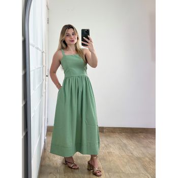 Vestido Midi Linho Verde