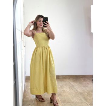 Vestido Midi Linho Amarelo