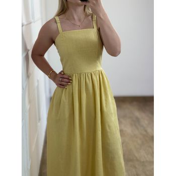 Vestido Midi Linho Amarelo