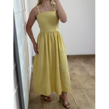 Vestido Midi Linho Amarelo
