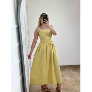 Vestido Midi Linho Amarelo
