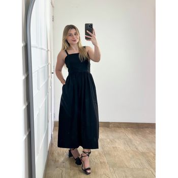 Vestido Midi Linho Preto