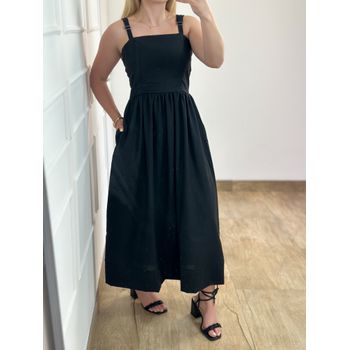 Vestido Midi Linho Preto