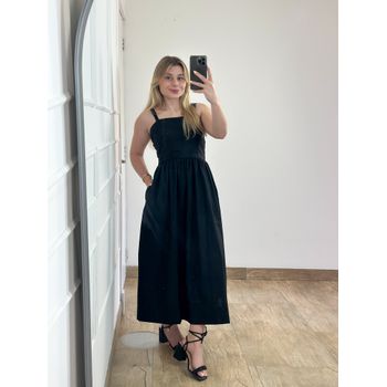 Vestido Midi Linho Preto