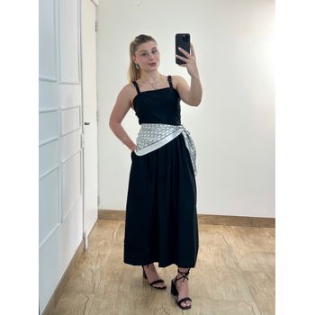 Vestido Midi Linho Preto