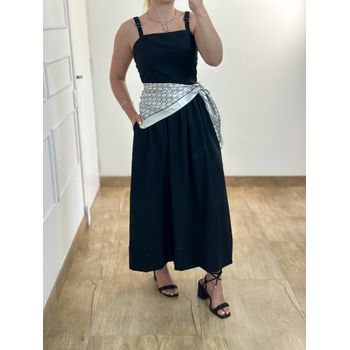 Vestido Midi Linho Preto