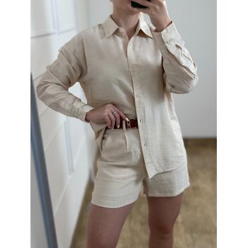Conjunto Short e Camisa Manga Longa Nude