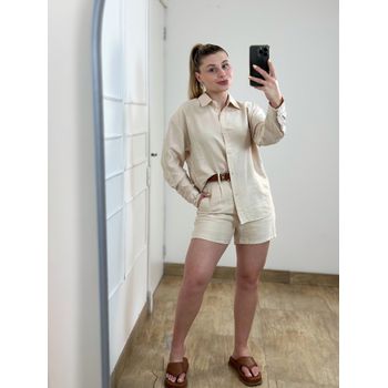 Conjunto Short e Camisa Manga Longa Nude