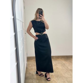 Vestido Alfaiataria Midi Preto