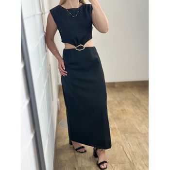 Vestido Alfaiataria Midi Preto