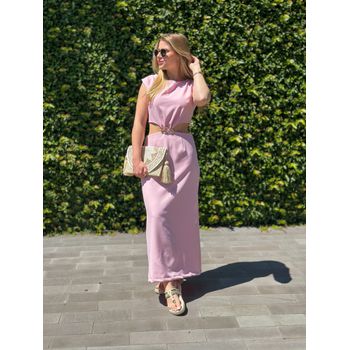 Vestido Alfaiataria Midi Rosa