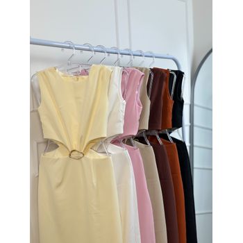 Vestido Alfaiataria Midi Rosa