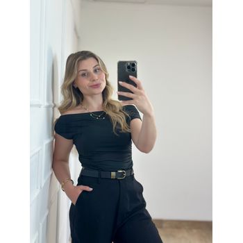 Blusa Poliamida Ombro a Ombro Preto