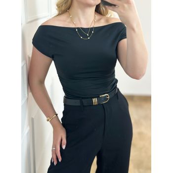 Blusa Poliamida Ombro a Ombro Preto