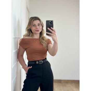 Blusa Poliamida Ombro a Ombro Marrom