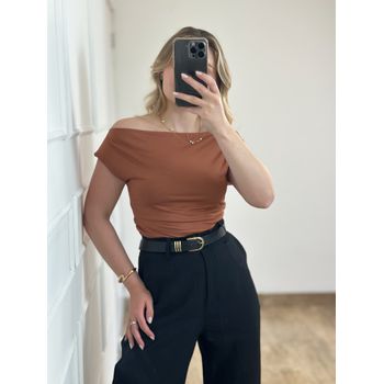 Blusa Poliamida Ombro a Ombro Marrom