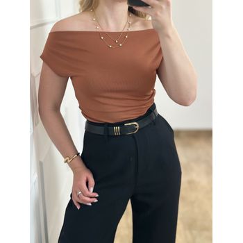 Blusa Poliamida Ombro a Ombro Marrom