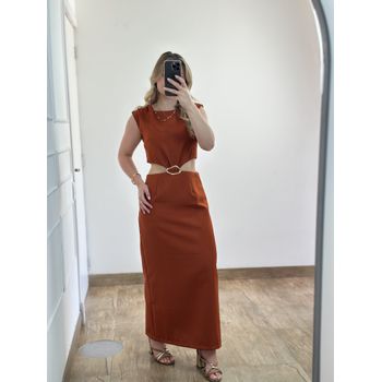 Vestido Alfaiataria Midi Terracota