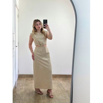 Vestido Alfaiataria Midi Nude