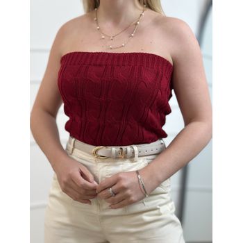 Conjunto Tricot Blusa e Casaco Vermelho