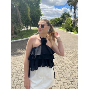 Blusa Flor Removível Preto