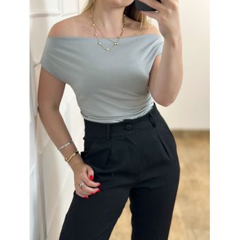 Blusa Poliamida Ombro a Ombro Cinza