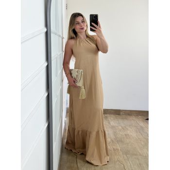 Vestido Linho Nude