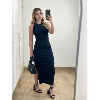 Vestido Ribana Regata Longo Preto