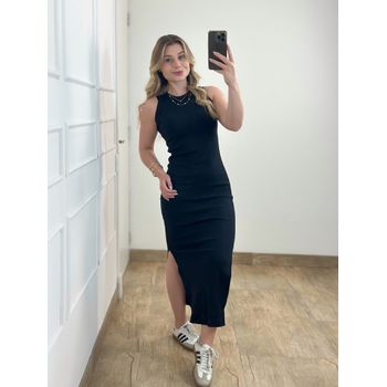 Vestido Ribana Regata Longo Preto