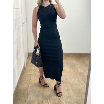 Vestido Ribana Regata Longo Preto