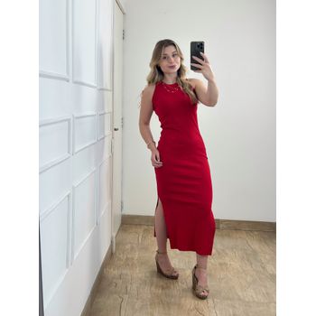Vestido Ribana Regata Longo Vermelho
