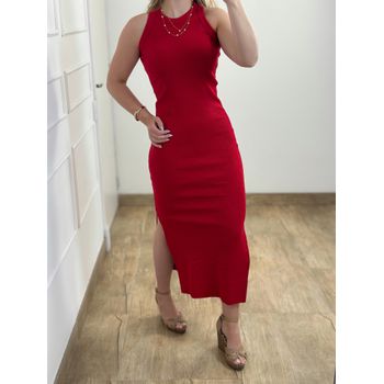 Vestido Ribana Regata Longo Vermelho