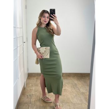Vestido Ribana Regata Longo Verde