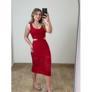 Vestido Modal Midi Vermelho