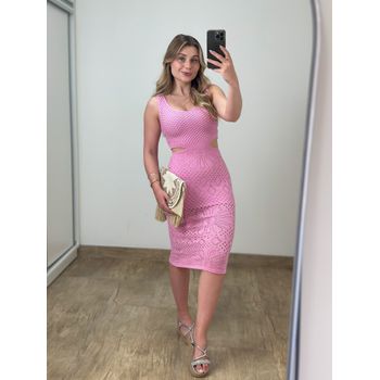 Vestido Modal Midi Rosa