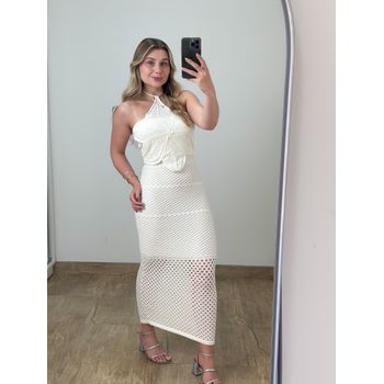 Vestido Modal Flor Off White