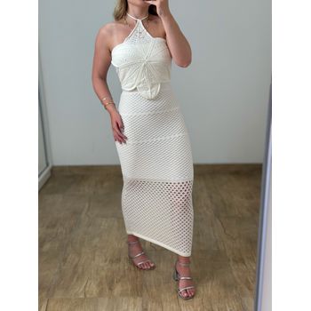 Vestido Modal Flor Off White